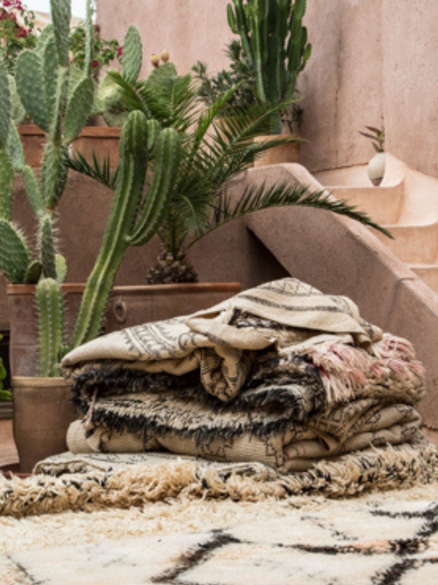 Vintage Beni Ourain Rug - Cream & BlackNouvelle Nomad