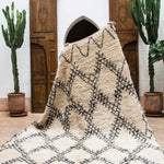 Vintage Beni Ourain Rug - Cream & Charcoal GeometricNouvelle Nomad
