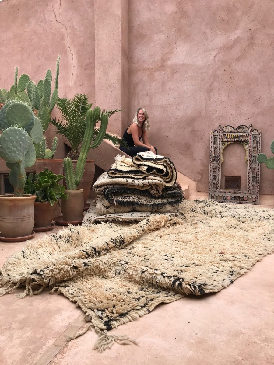 Vintage Beni Ourain Rug - Cream & BlackNouvelle Nomad