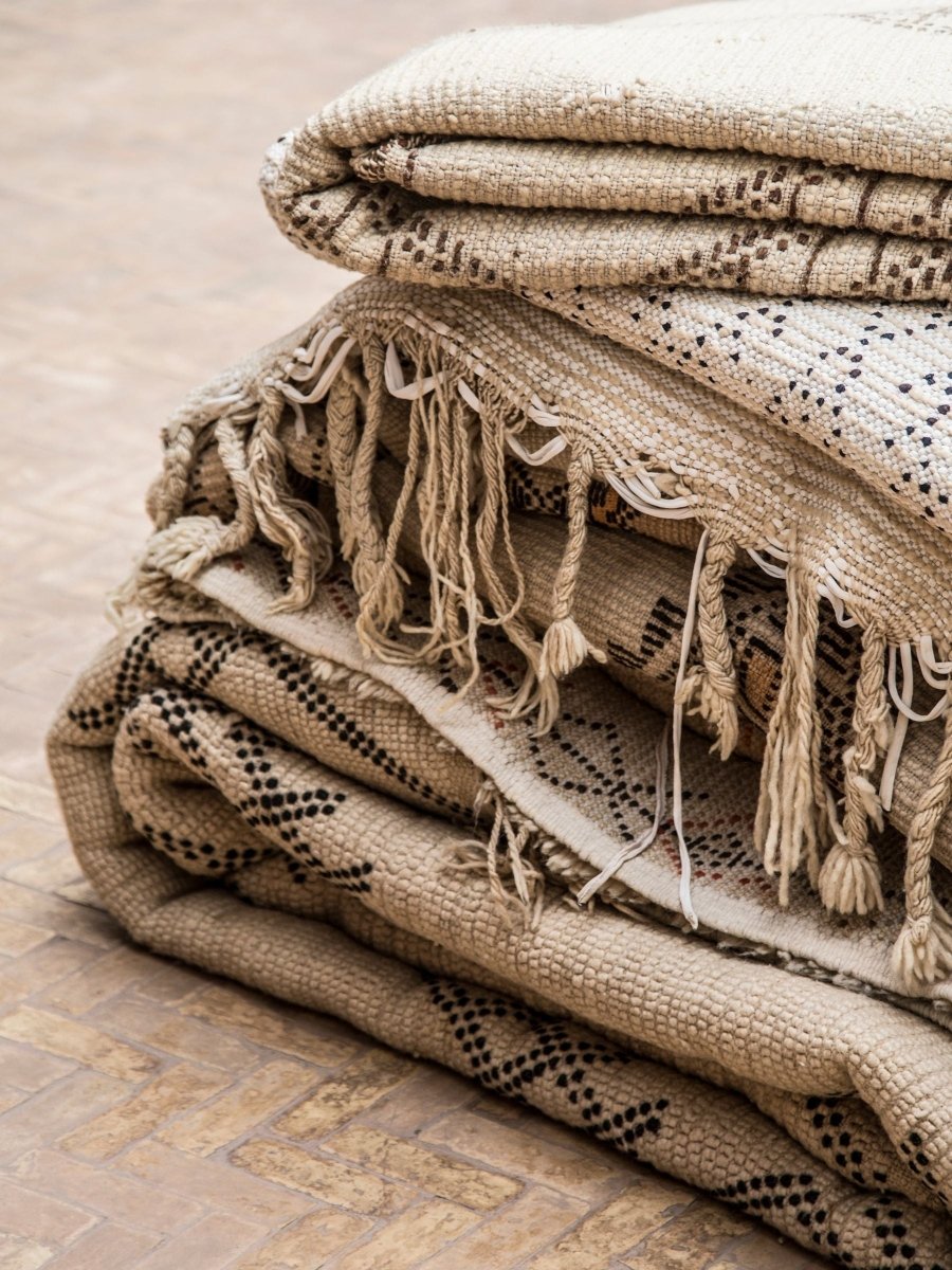 Vintage Beni Ourain Rug - Cream & Charcoal GeometricNouvelle Nomad