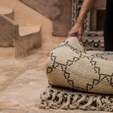 Vintage Beni Ourain Rug - Cream & Charcoal Geometric