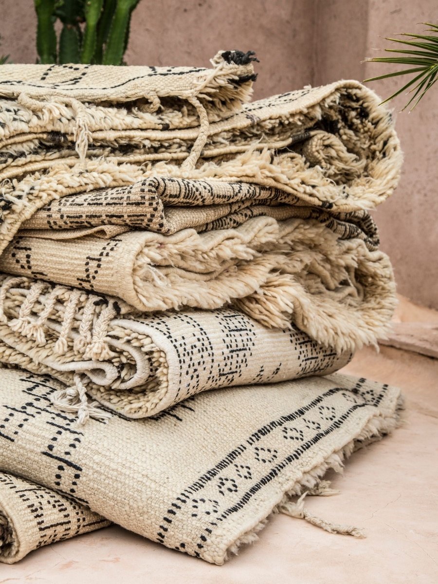 Vintage Beni Ourain Rug - Cream & BlackNouvelle Nomad