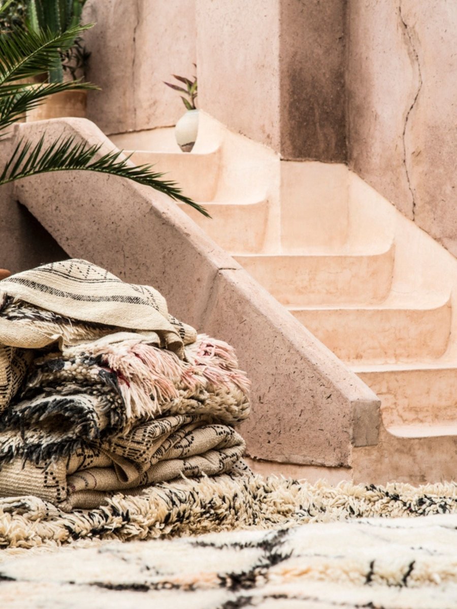 Vintage Beni Ourain Rug - Cream & Charcoal GeometricNouvelle Nomad