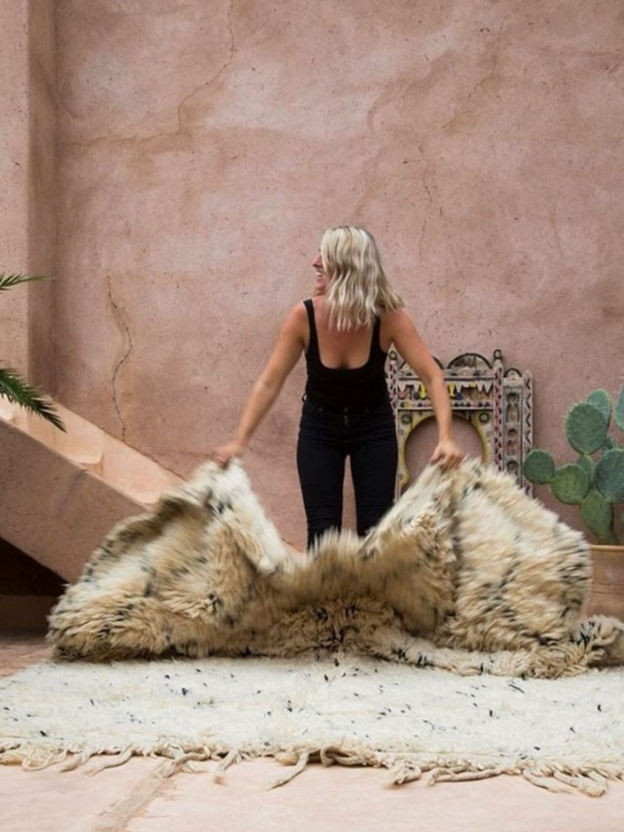 Vintage Beni Ourain Rug - Cream & BlackNouvelle Nomad