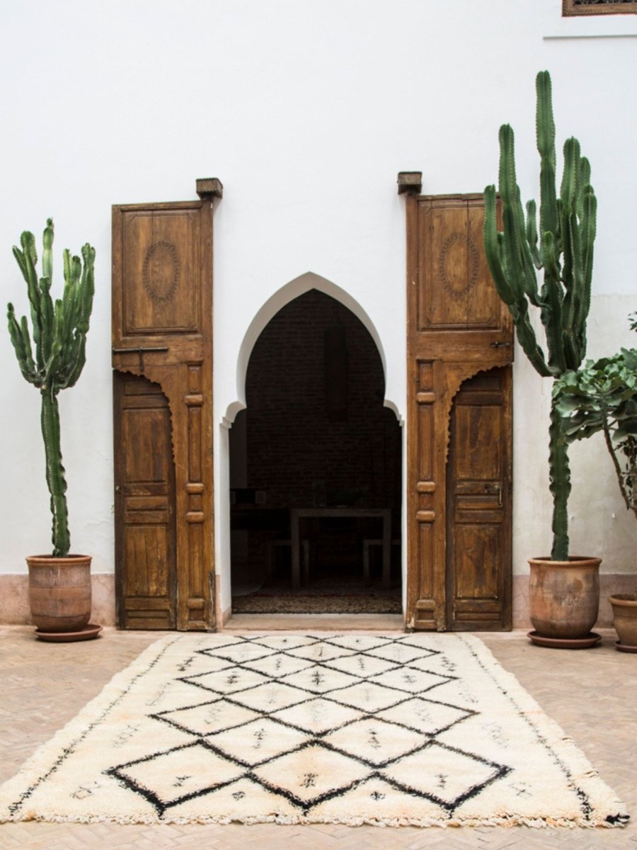 Vintage Beni Ourain Rug - Cream & BlackNouvelle Nomad