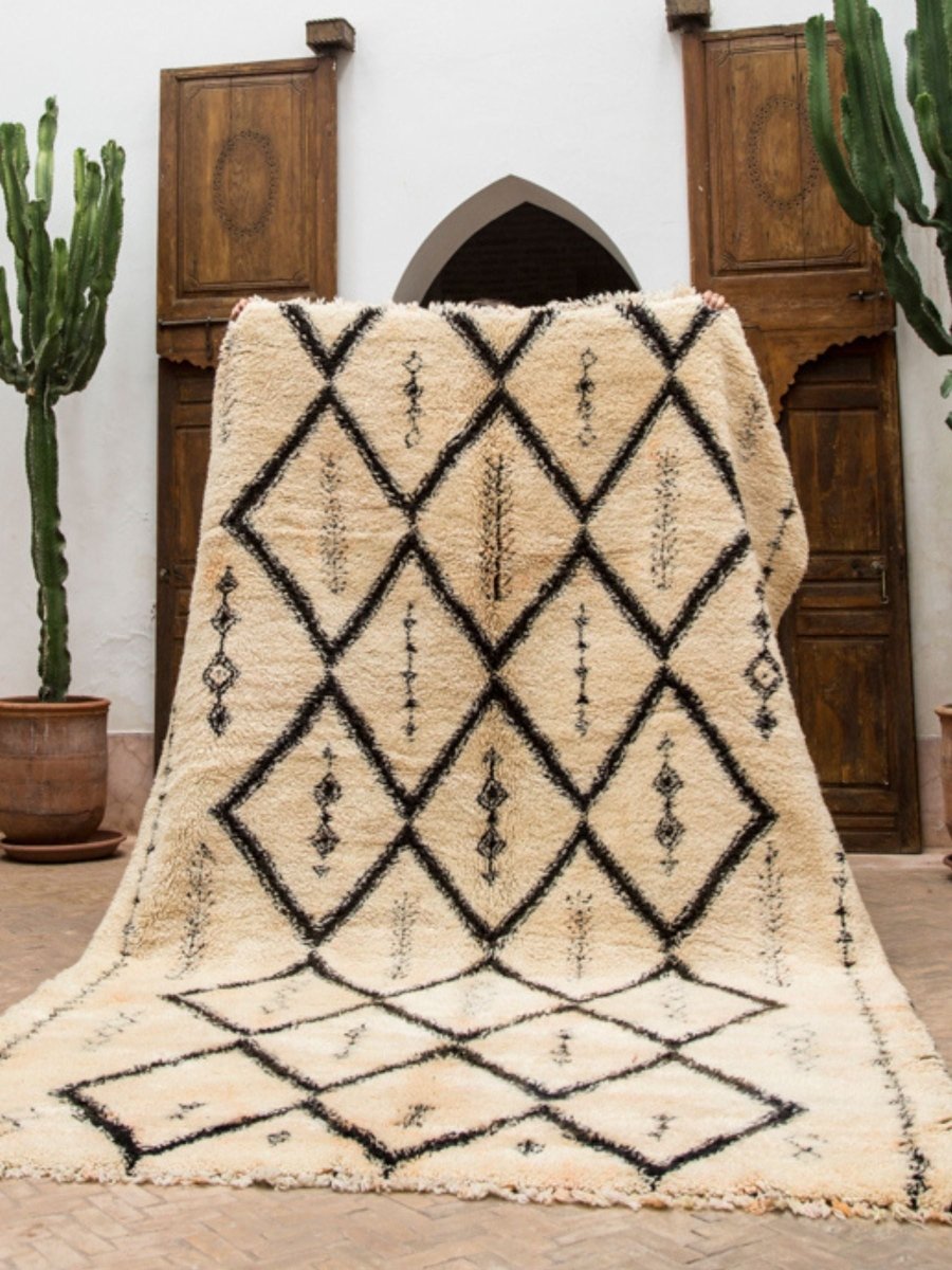 Vintage Beni Ourain Rug - Cream & BlackNouvelle Nomad