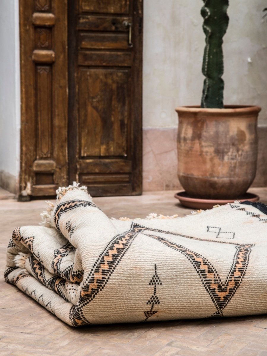 Vintage Beni Ourain Rug - Cream & BlackNouvelle Nomad