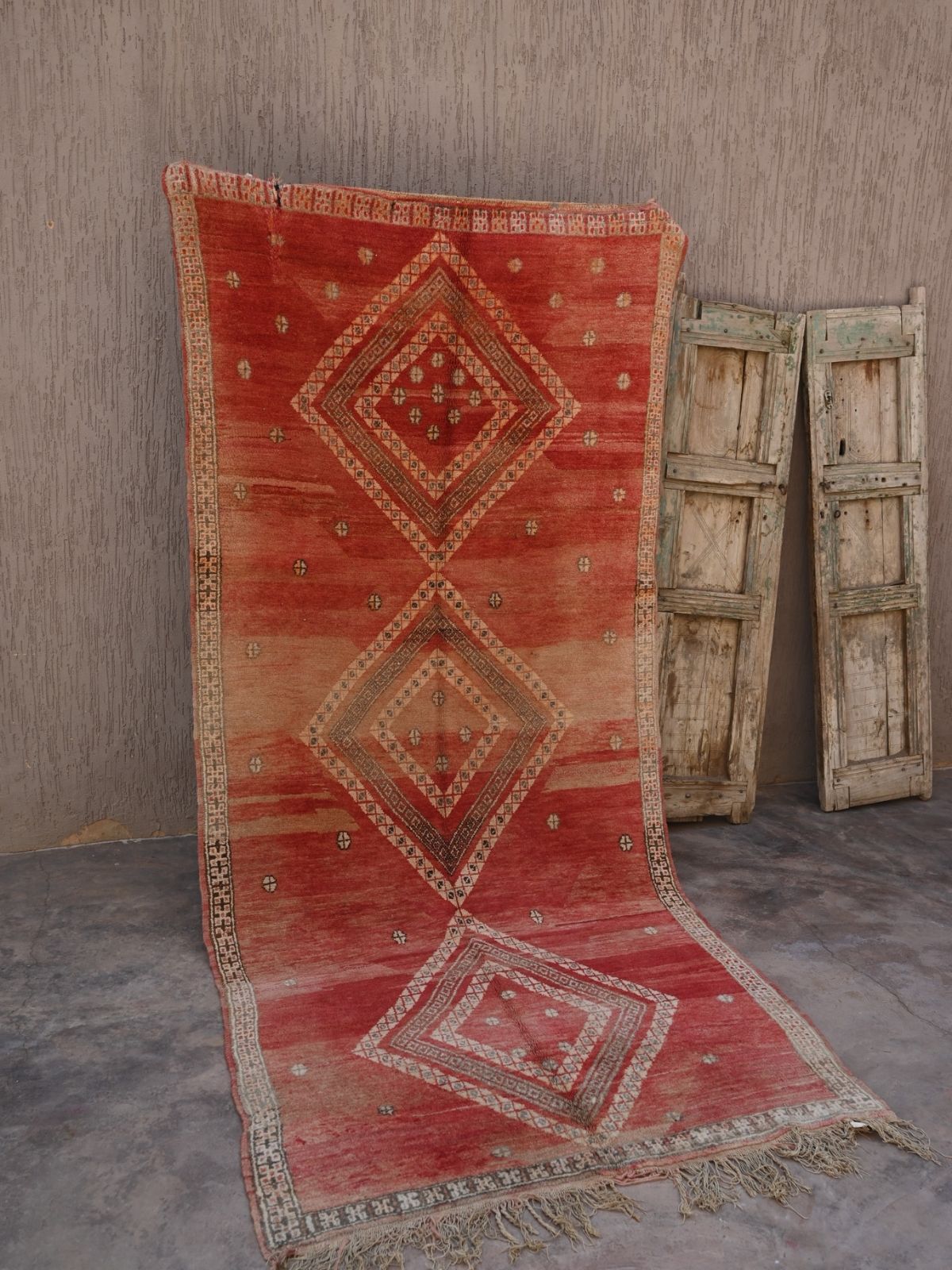 Vintage Boujad Runner - Red Diamonds 130x286cm - Nouvelle Nomad