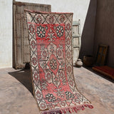 Boujad Vintage Moroccan Runner Rug - Red & Brown 100x245cm