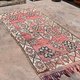 Boujad Vintage Moroccan Runner Rug - Red & Brown 100x245cm