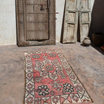 Boujad Vintage Moroccan Runner Rug - Red & Brown 100x245cm