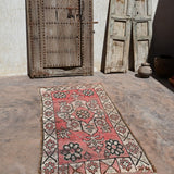Boujad Vintage Moroccan Runner Rug - Red & Brown 100x245cm
