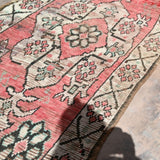 Boujad Vintage Moroccan Runner Rug - Red & Brown 100x245cm