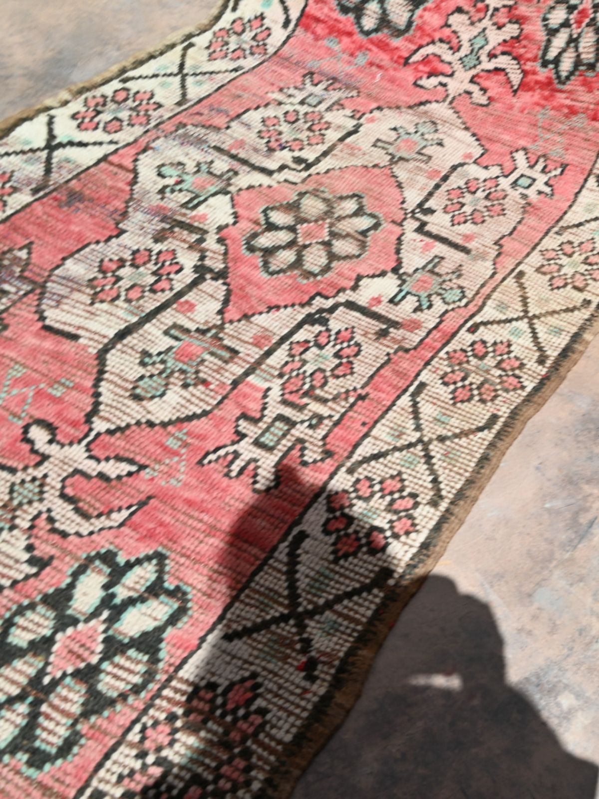 Boujad Vintage Moroccan Runner Rug - Red & Brown 100x245cm