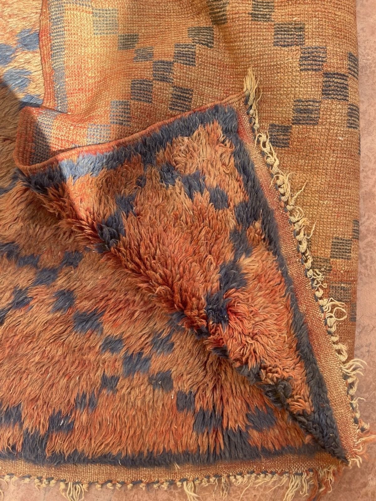 Vintage Marmoucha Rug - Blush Olive Blue 180x350cm - Nouvelle Nomad