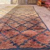 Vintage Marmoucha Rug - Blush Olive Blue 180x350cm - Nouvelle Nomad