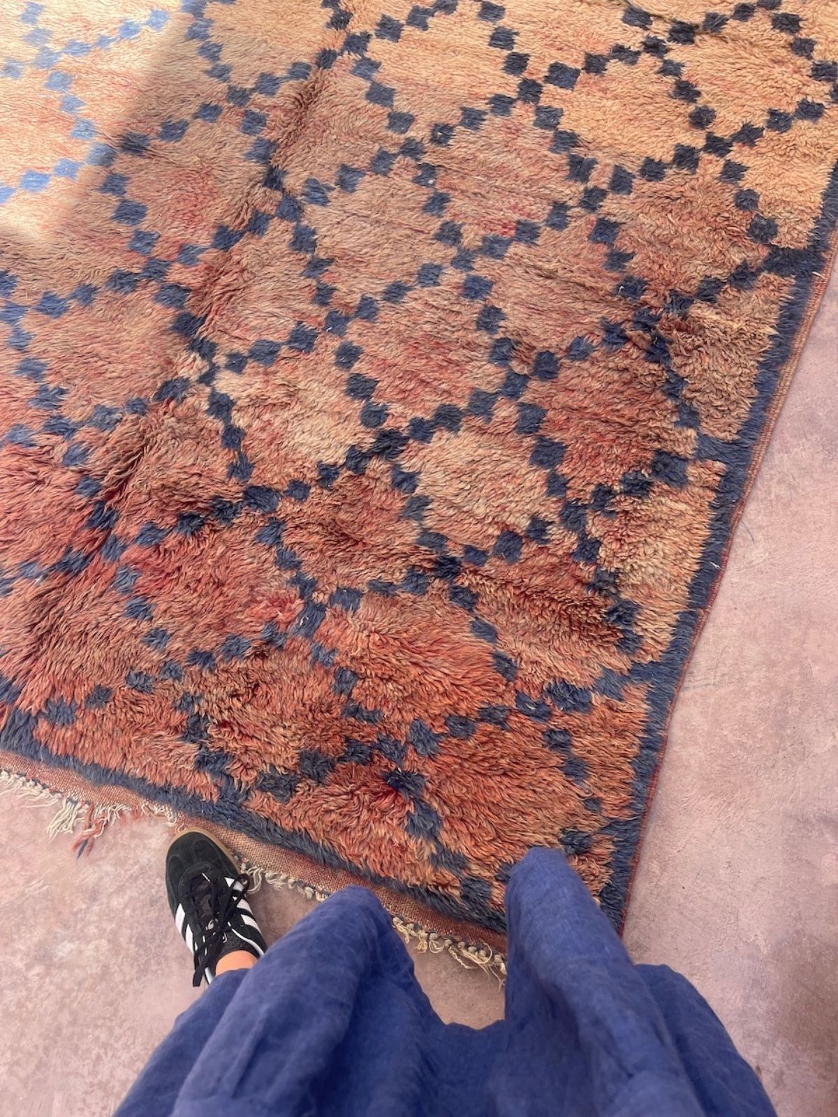Vintage Marmoucha Rug - Blush Olive Blue 180x350cm - Nouvelle Nomad