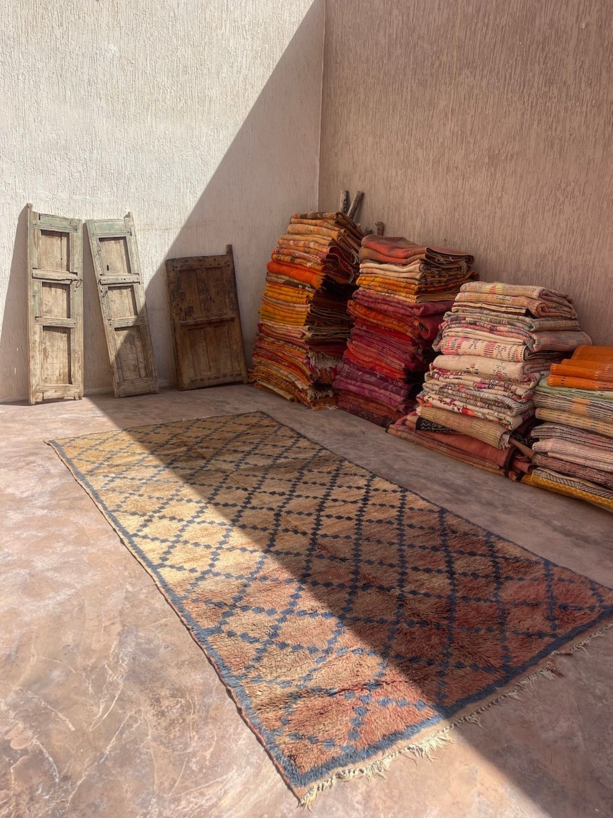 Vintage Marmoucha Rug - Blush Olive Blue 180x350cm - Nouvelle Nomad