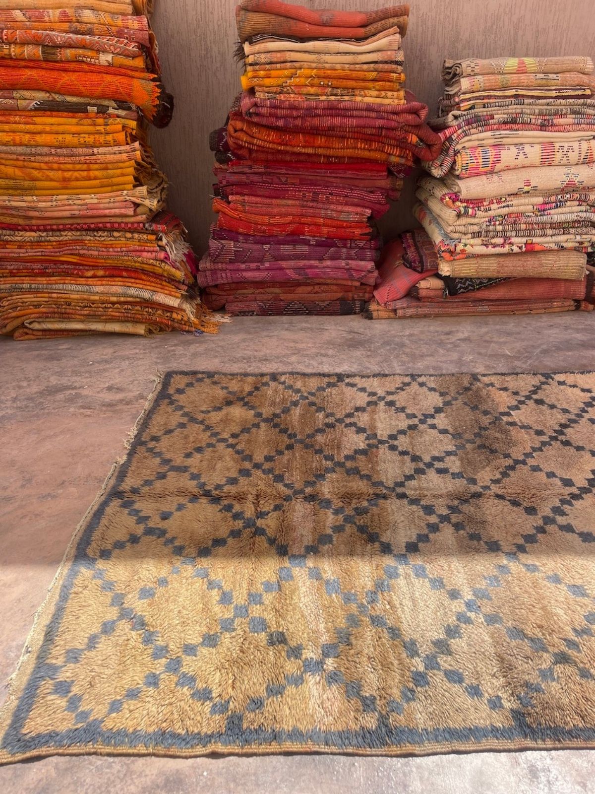 Vintage Marmoucha Rug - Blush Olive Blue 180x350cm - Nouvelle Nomad