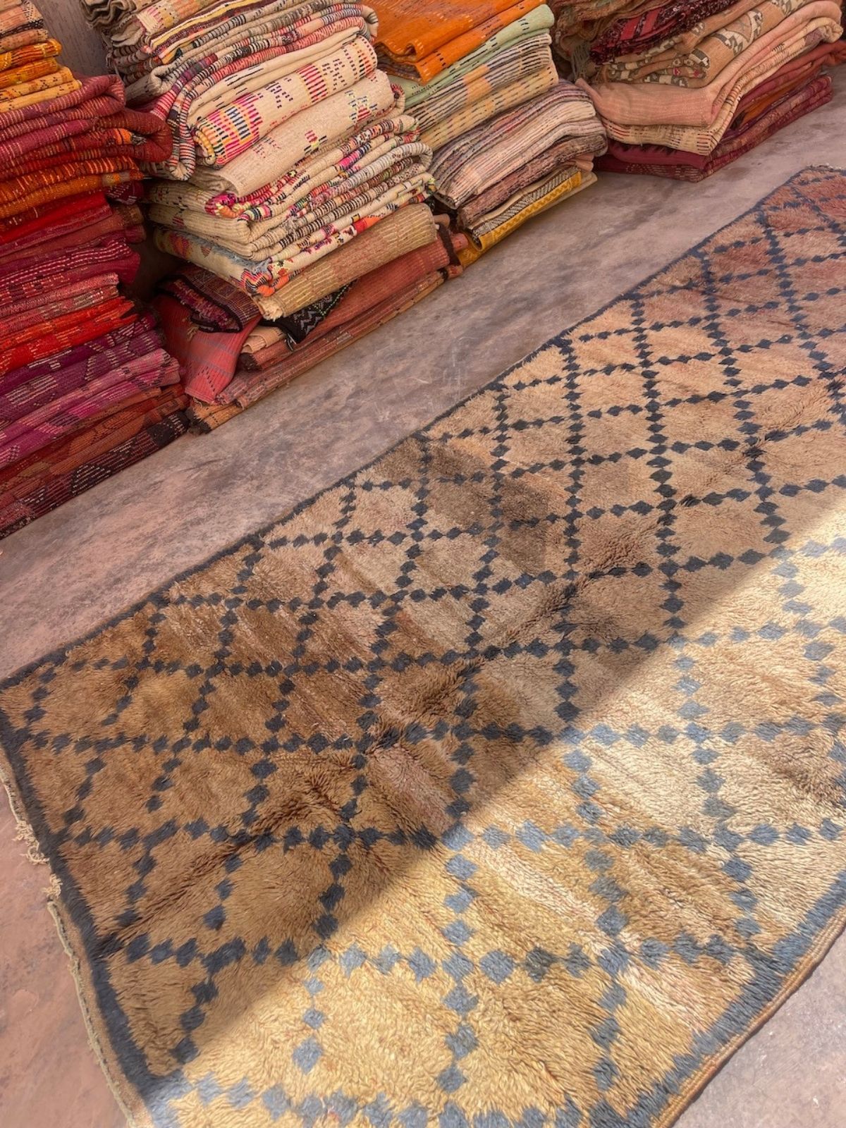 Vintage Marmoucha Rug - Blush Olive Blue 180x350cm - Nouvelle Nomad