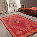Vintage Haouz Rug - Vibrant Red Chickens 179x340cm