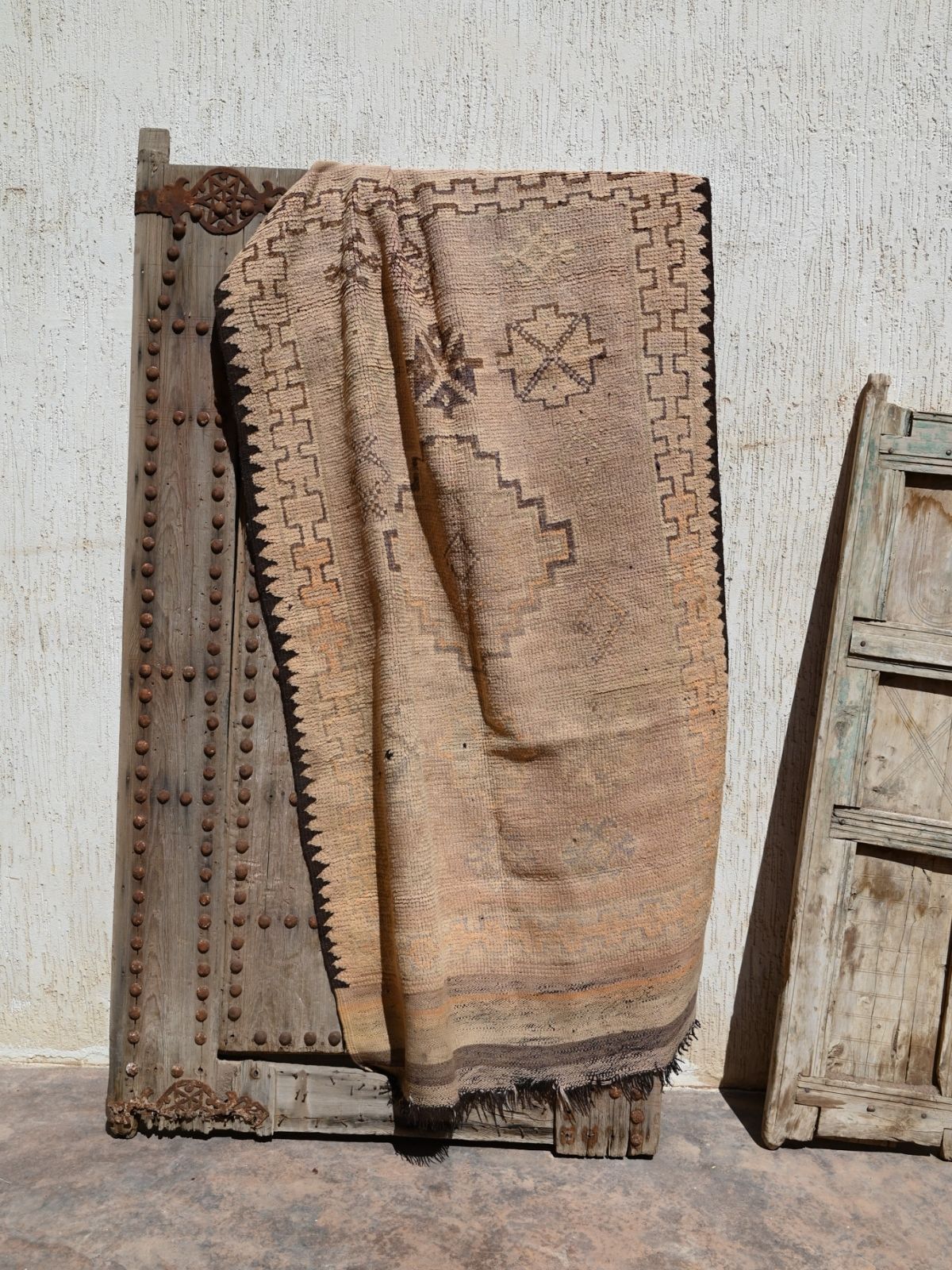 Vintage Haouz Rug - Neutral Beige & Brown 118x210cm