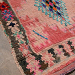 Vintage Boujad Runner Rug - Pink Blue Diamond 105x230cm