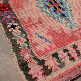 Vintage Boujad Runner Rug - Pink Blue Diamond 105x230cm