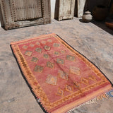 Haouz Vintage Moroccan Rug - Blush Pink 110x188cm
