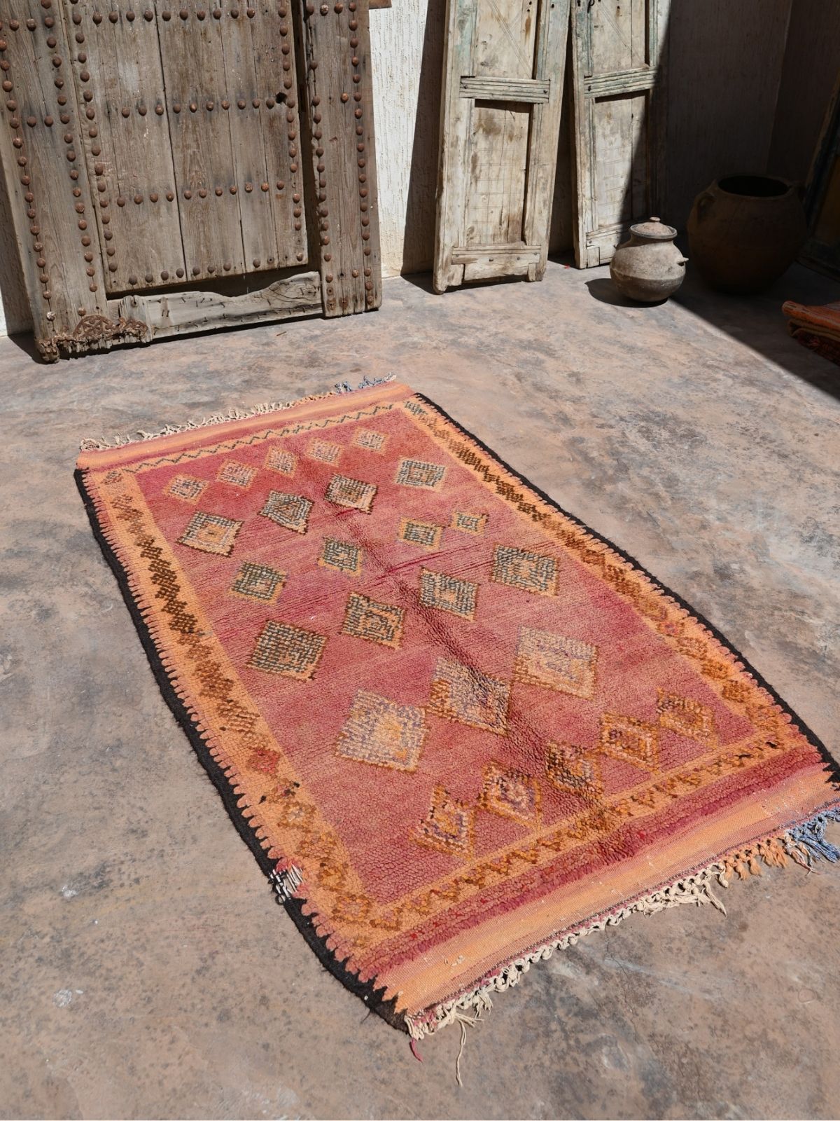 Haouz Vintage Moroccan Rug - Blush Pink 110x188cm
