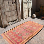 Haouz Vintage Moroccan Rug - Blush Pink 110x188cm