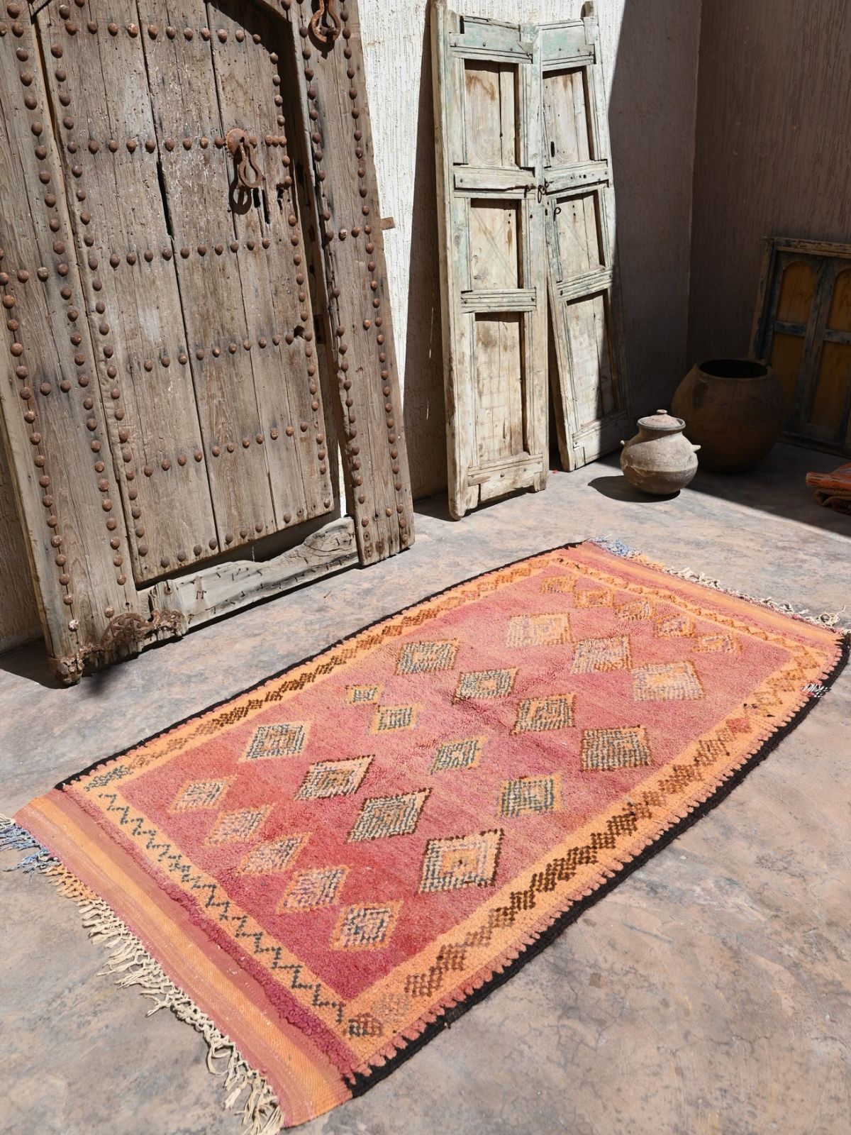 Haouz Vintage Moroccan Rug - Blush Pink 110x188cm