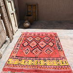 Vintage Boujad Rug - Bright Red Diamonds 128x170cm