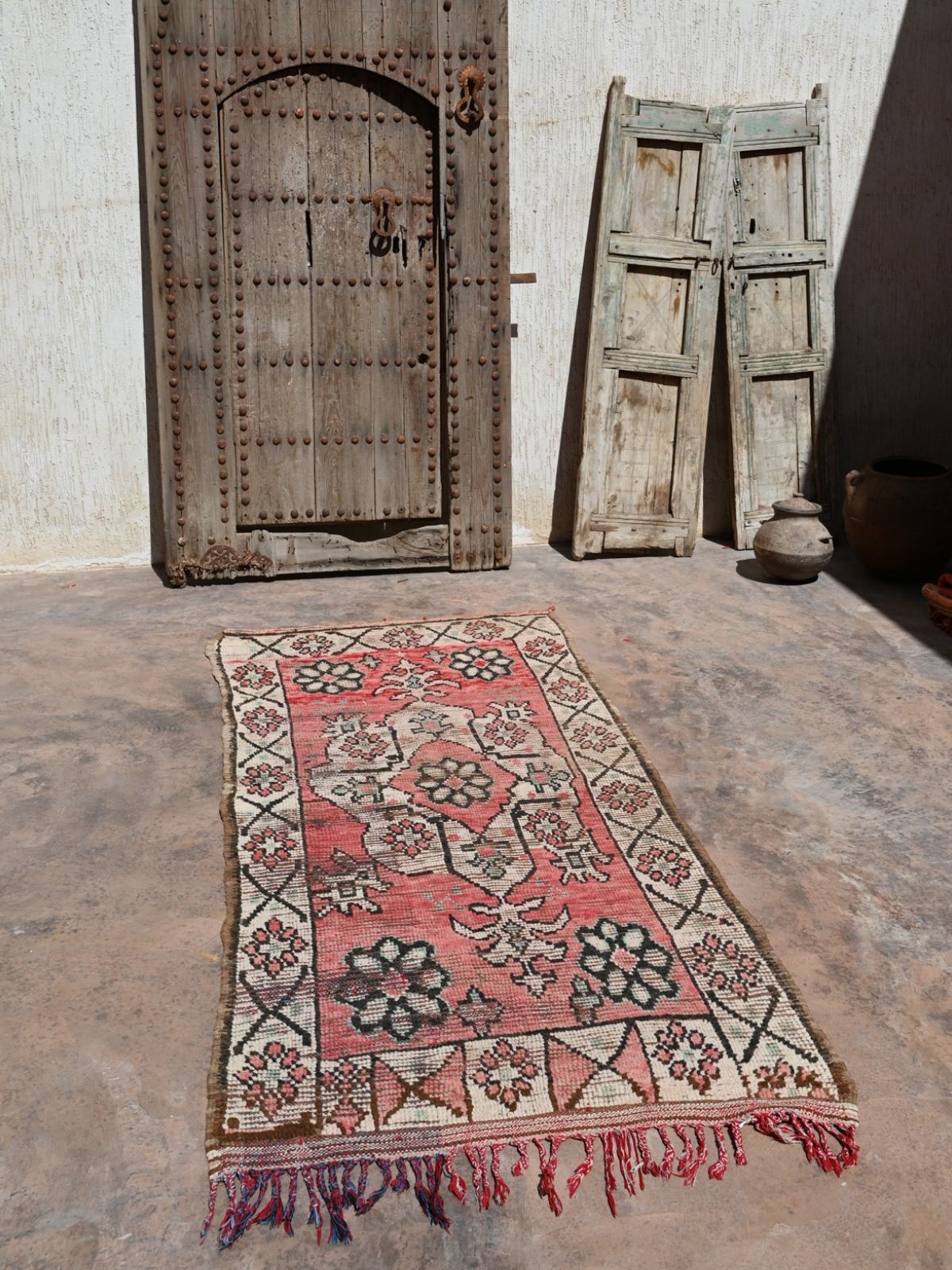 Boujad Vintage Moroccan Runner Rug - Red & Brown 100x245cm
