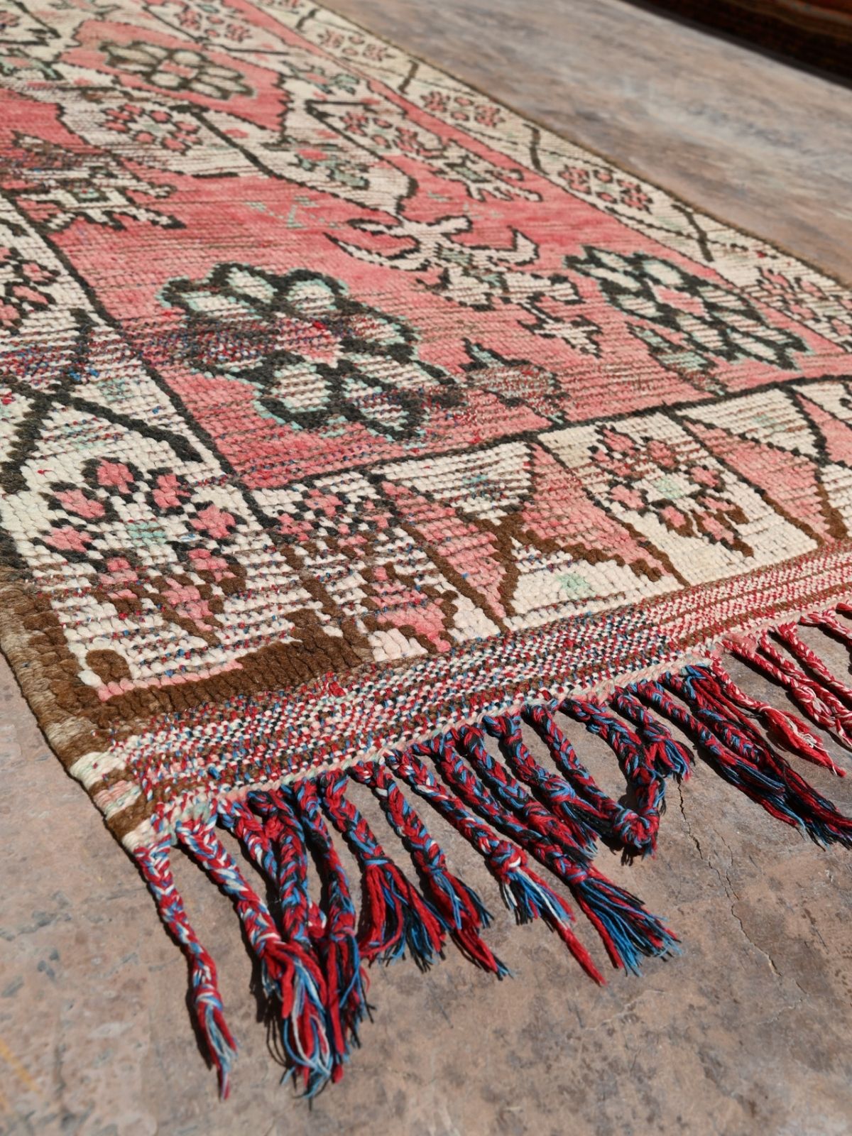 Boujad Vintage Moroccan Runner Rug - Red & Brown 100x245cm