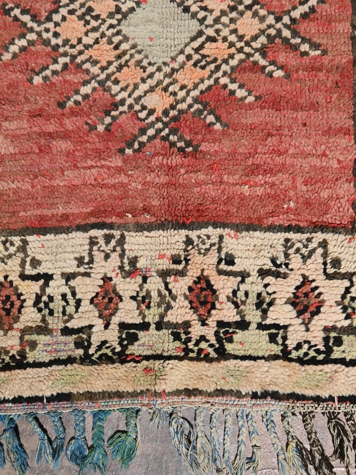 Vintage Boujad Runner Rug - Pink & Soft Yellow 105x230cm