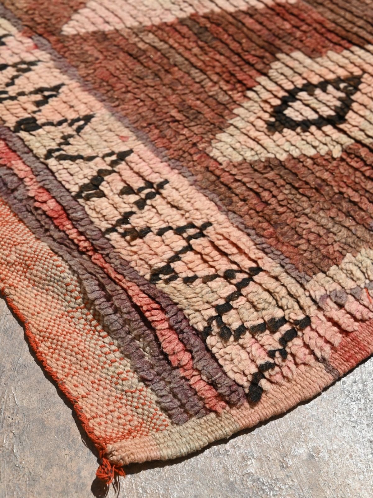 Boujad Vintage Moroccan Rug - Brown & Pink 148x230cm