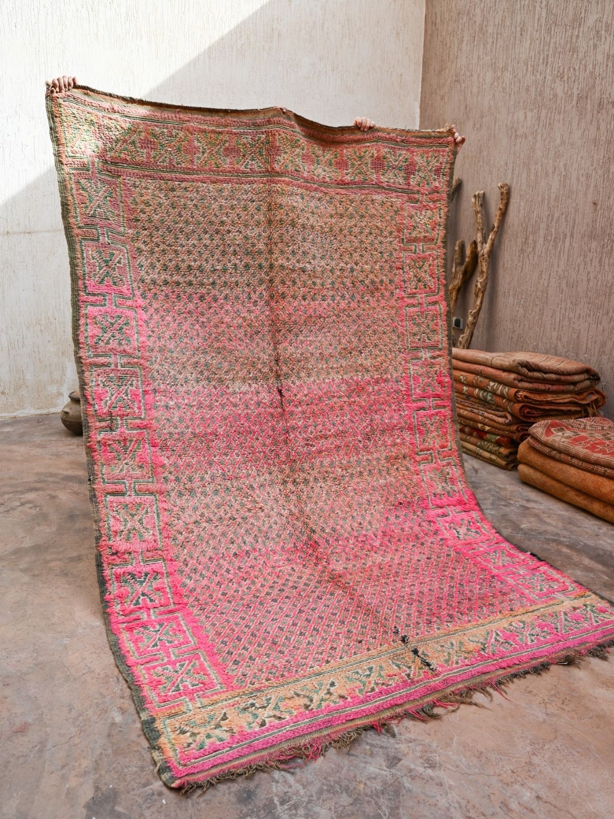 Vintage Moroccan Rug - Pink & Peach Zyann 180x300cm
