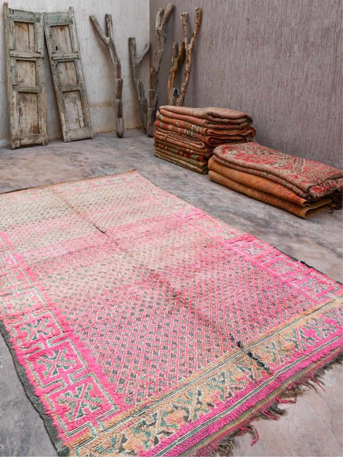Vintage Moroccan Rug - Pink & Peach Zyann 180x300cm