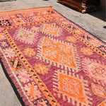 Haouz Vintage Moroccan Rug - Magenta Star 180x355cm