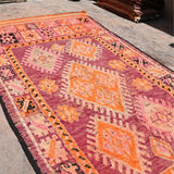 Haouz Vintage Moroccan Rug - Magenta Star 180x355cm
