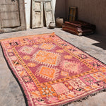 Haouz Vintage Moroccan Rug - Magenta Star 180x355cm