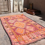 Haouz Vintage Moroccan Rug - Magenta Star 180x355cm