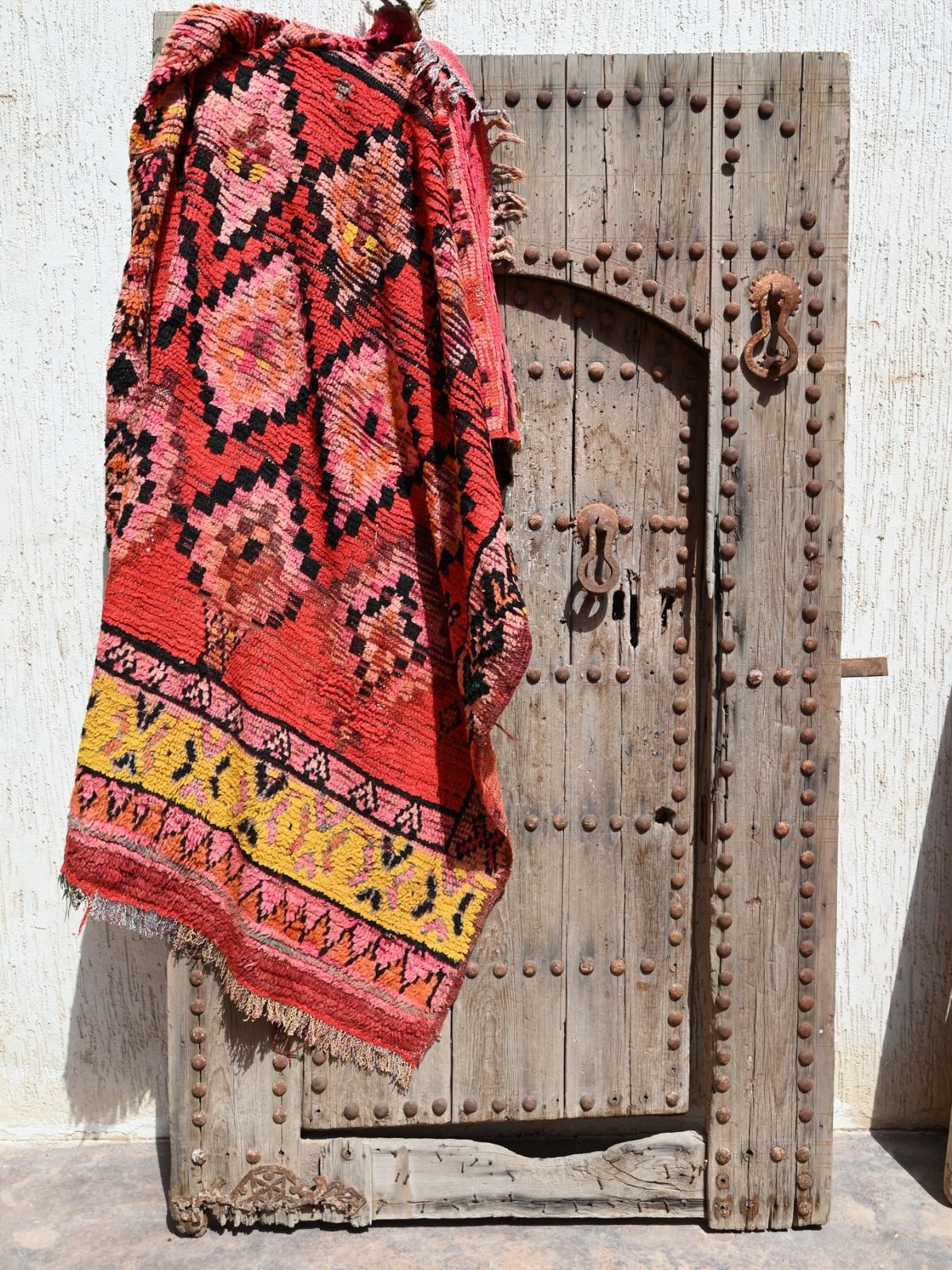Vintage Boujad Rug - Bright Red Diamonds 128x170cm