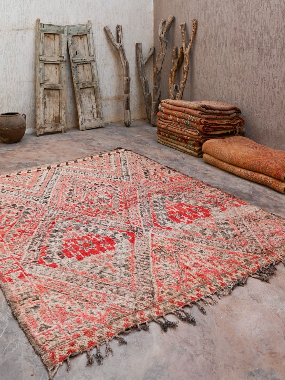 Vintage Moroccan Rug - Red Beni MGuild 220x283cm