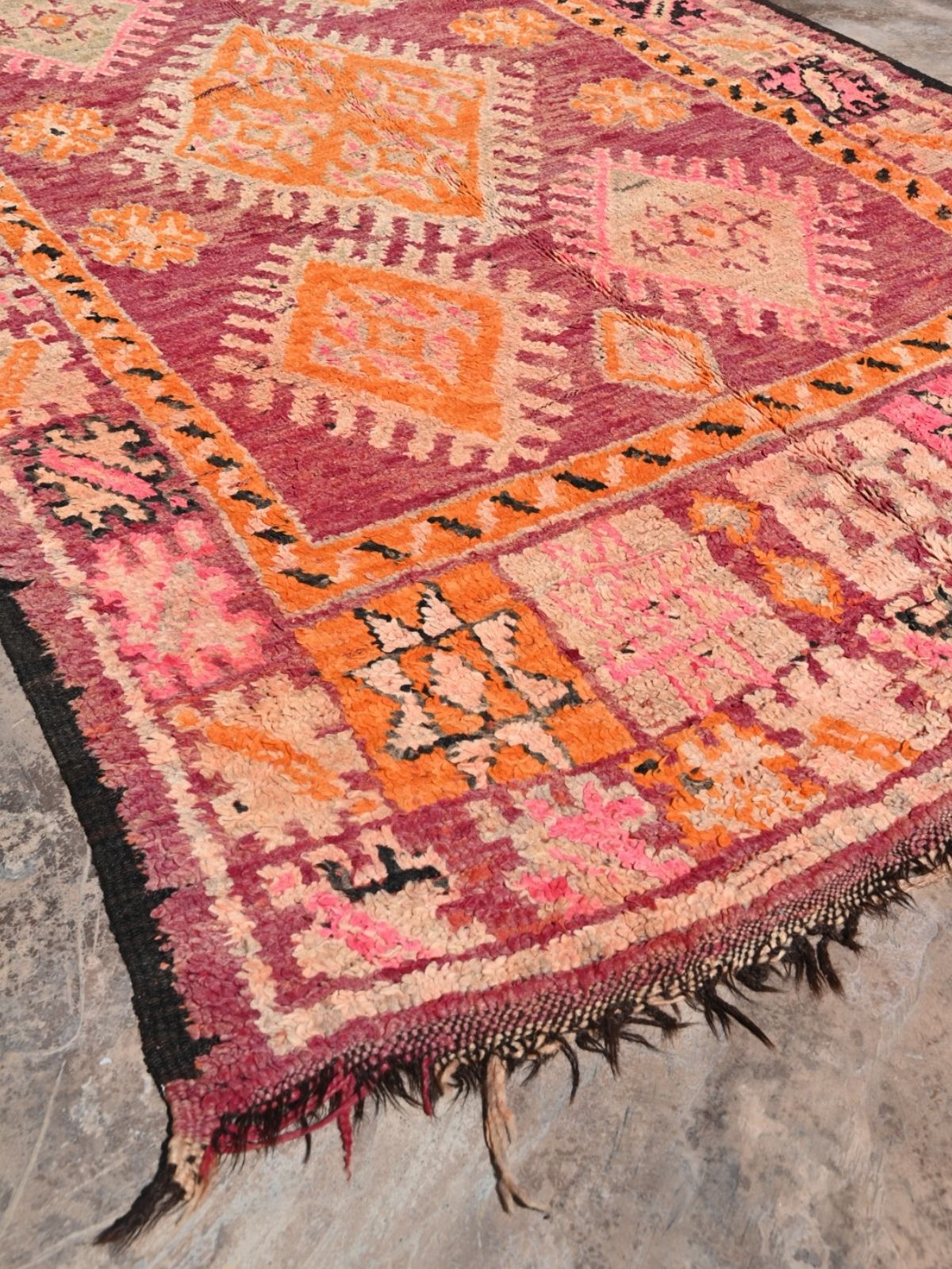 Haouz Vintage Moroccan Rug - Magenta Star 180x355cm