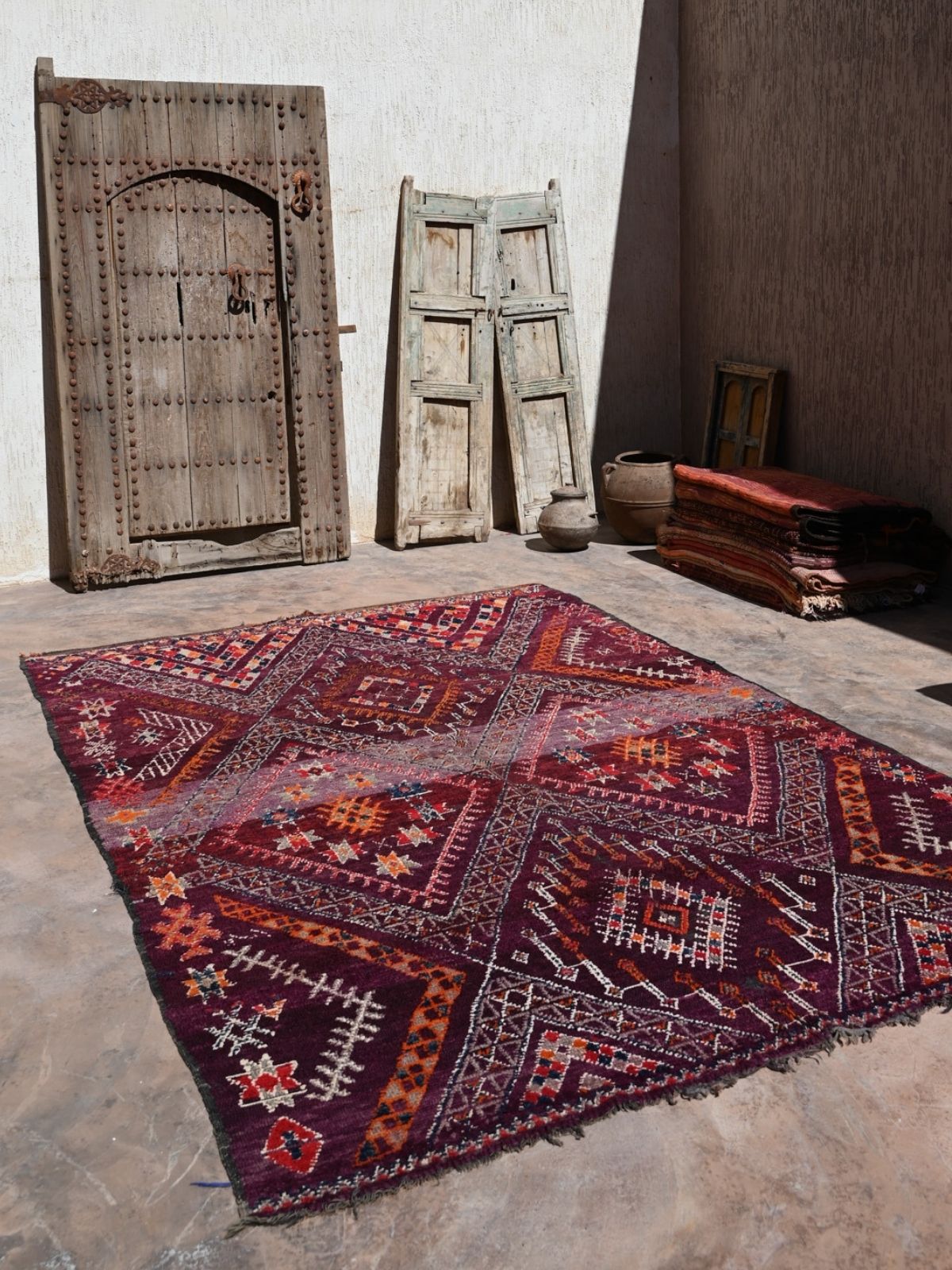 Talsint Vintage Moroccan Rug Berber Carpet - Deep Purple 210x327cm