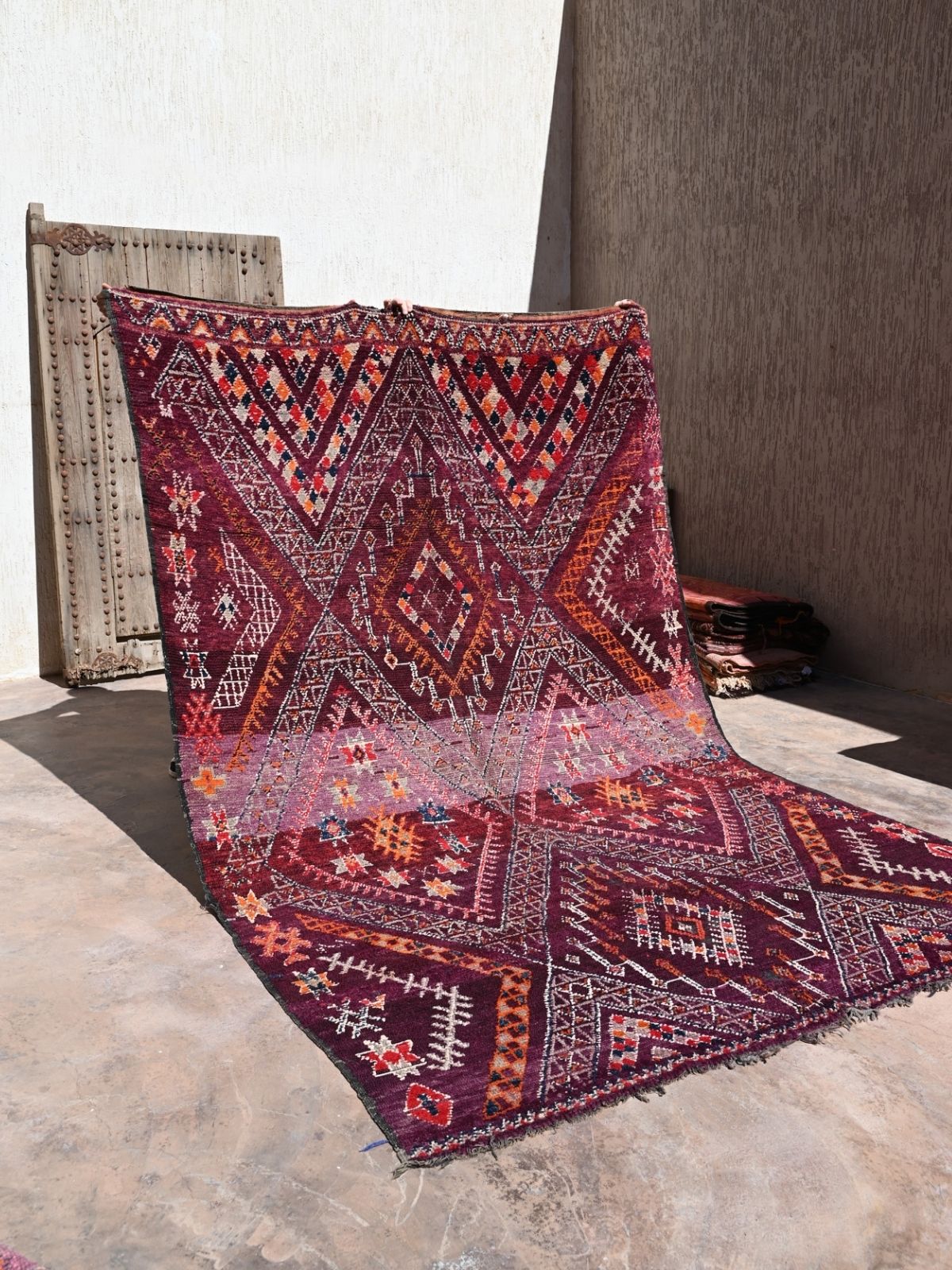 Talsint Vintage Moroccan Rug Berber Carpet - Deep Purple 210x327cm