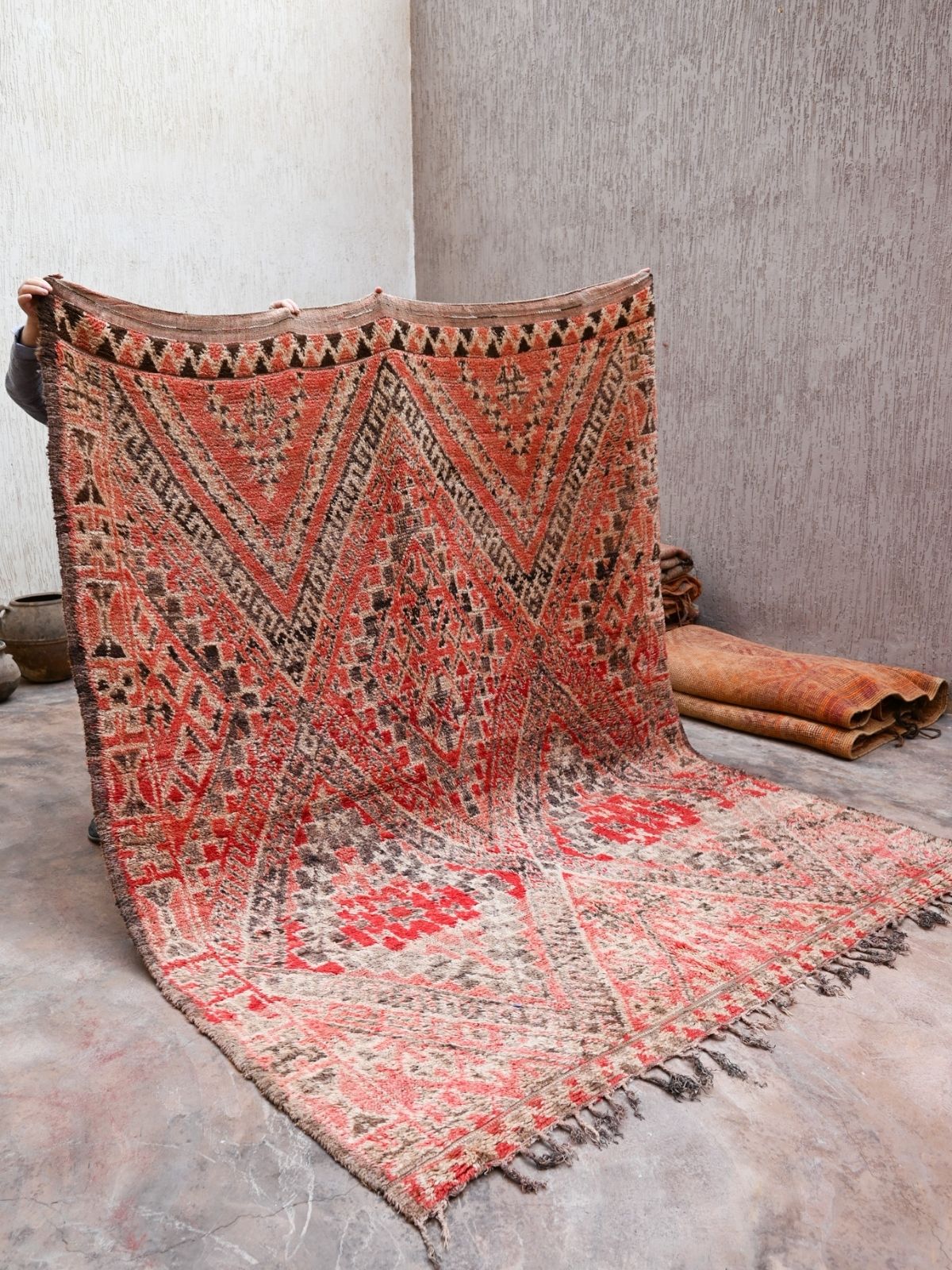 Vintage Moroccan Rug - Red Beni MGuild 220x283cm