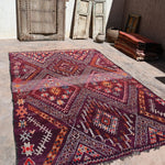 Talsint Vintage Moroccan Rug Berber Carpet - Deep Purple 210x327cm